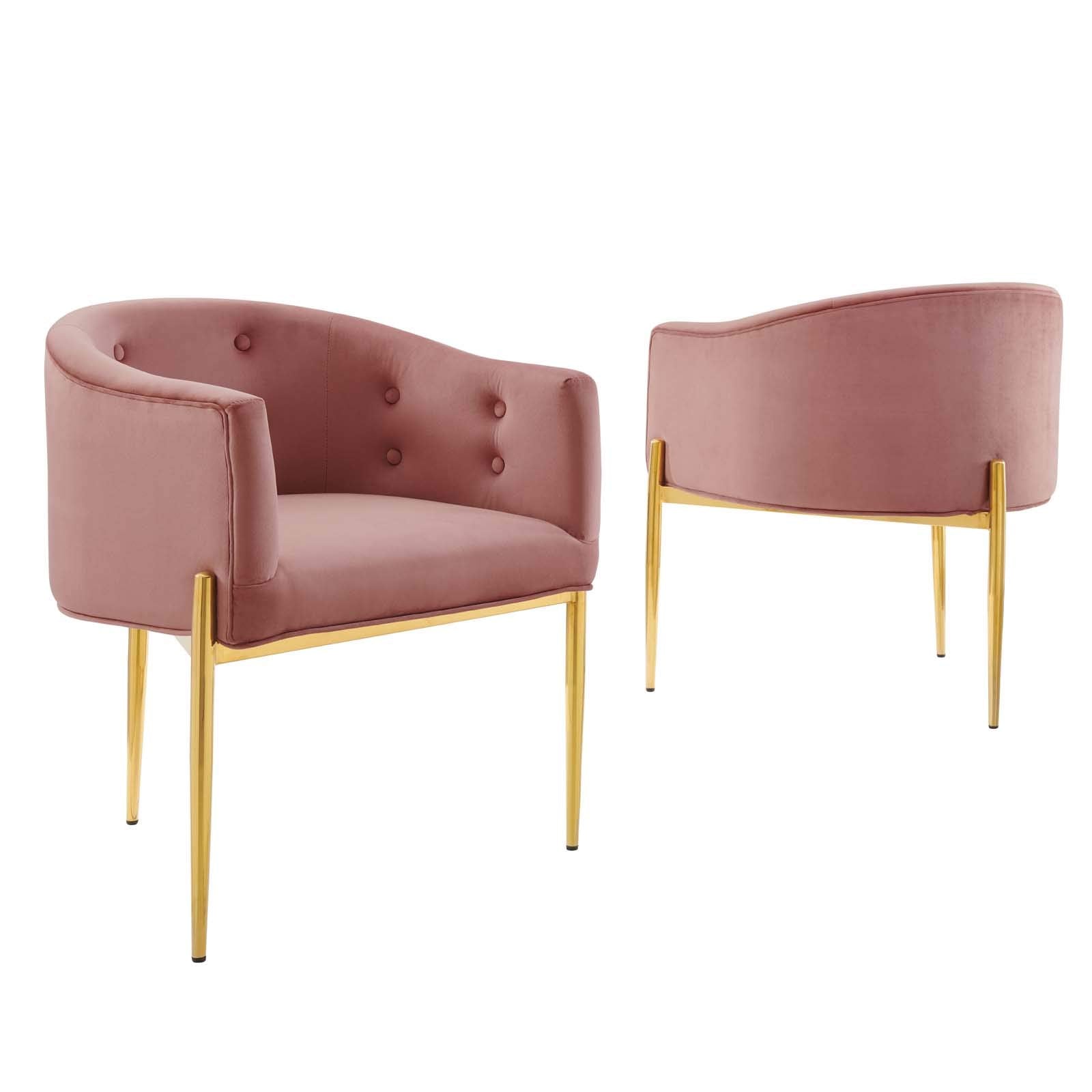 Modway Savour Tufted Performance Velvet Accent Chairs In Dusty Rose - Set Of 2