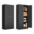 Polup 60 Inch Tall Pantry Cabinet, Metal Kitchen Storage Cabinet With Doors And Shelves, Black Cupboard For Food Storage, Freest