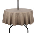 Youngseahome Outdoor Tablecloth Wrinkle-Free Stain Resistant Waterproof Polyester Fabric Table Cover With Zipper Umbrella Hole For Picnic/Party/Dinner/Patio Garden(70Inch Round,Zippered,Flax)