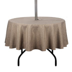 Youngseahome Outdoor Tablecloth Wrinkle-Free Stain Resistant Waterproof Polyester Fabric Table Cover With Zipper Umbrella Hole For Picnic/Party/Dinner/Patio Garden(70Inch Round,Zippered,Flax)
