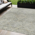 5 X 8 Pewter And Silver Geometric Washable Indoor Outdoor Area Rug