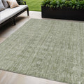 5 X 8 Sage And Beige Striped Washable Indoor Outdoor Area Rug