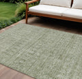 10 X 14 Sage And Beige Striped Washable Indoor Outdoor Area Rug