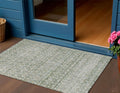 3 X 5 Green And Gold Striped Washable Indoor Outdoor Area Rug