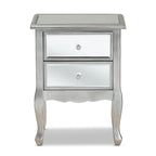Baxton Studio Leonie 24.21-inch High 2-Drawer Nightstand, Silver and Mirror (162-10266-HiT)