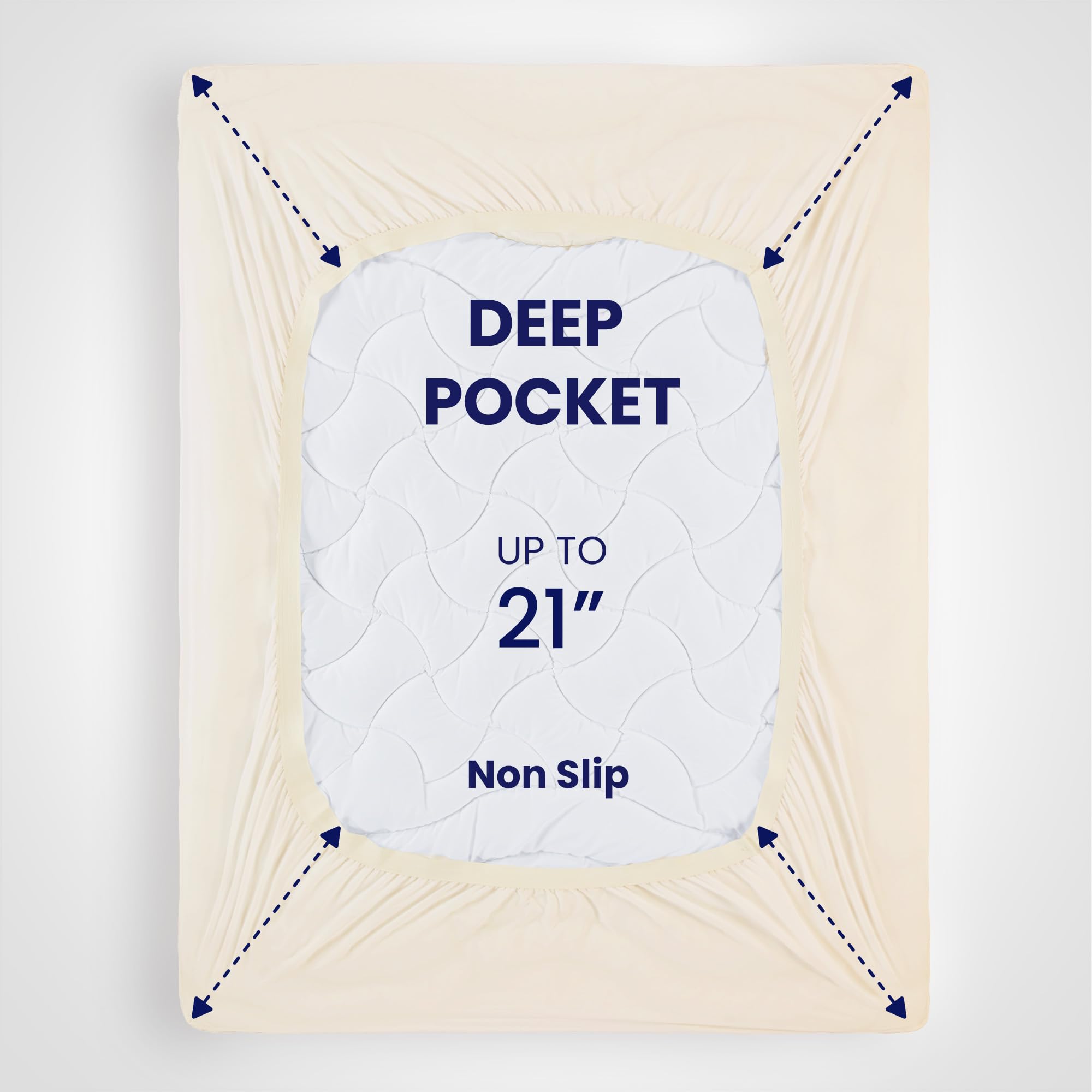 Sleep Zone King Size Cooling Mattress Topper, Premium Zoned Cool Mattress Pad Cover, Padded Mattress Protector Breathable Washable, Deep Pocket 8-21' (Beige, King)