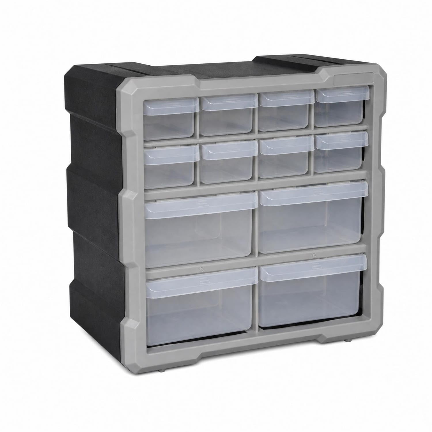 Zoomella Translucent Drawers 12Drawer Parts Storage Box Removable Divider 12Drawer Parts Organizer TwoSectionSection Compact