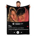 Ships Next Day-Printed In Usa, Spotify Code Music Blanket With Photo For Boyfriend And Girlfriend Gifts, Picture Blankets For I