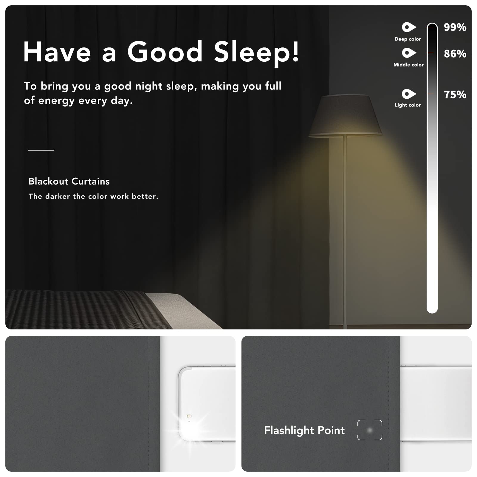 Easy-Going Rod Pocket Blackout Curtains For Bedroom, Room Darkening Window Curtains For Living Room, Thermal Insulated Noise Reduction Solid Window Drapes, 2 Panels(52X56 In, Gray)