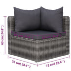 vidaXL Patio Sofa Set 7 Piece, Sectional Sofa for Outdoor Backyard, Couch with Cushions, Patio Furniture Set with Table, Poly Rattan Gray