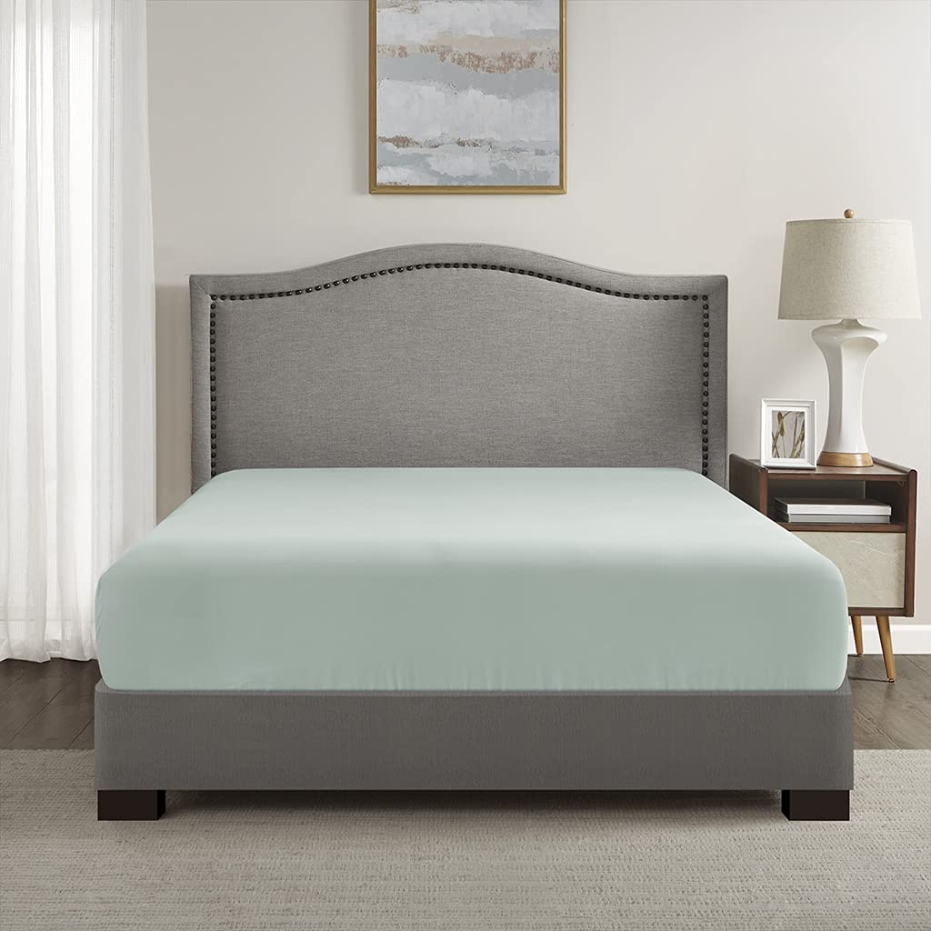 Comfort Spaces Coolmax Moisture Wicking Fitted Sheet Only Super Soft, Fade Resistant, All Elastic Deep Pocket Fits Up To 16' Mattress - Warm Weather Cooling Sheets For Night Sweats, King, Aqua