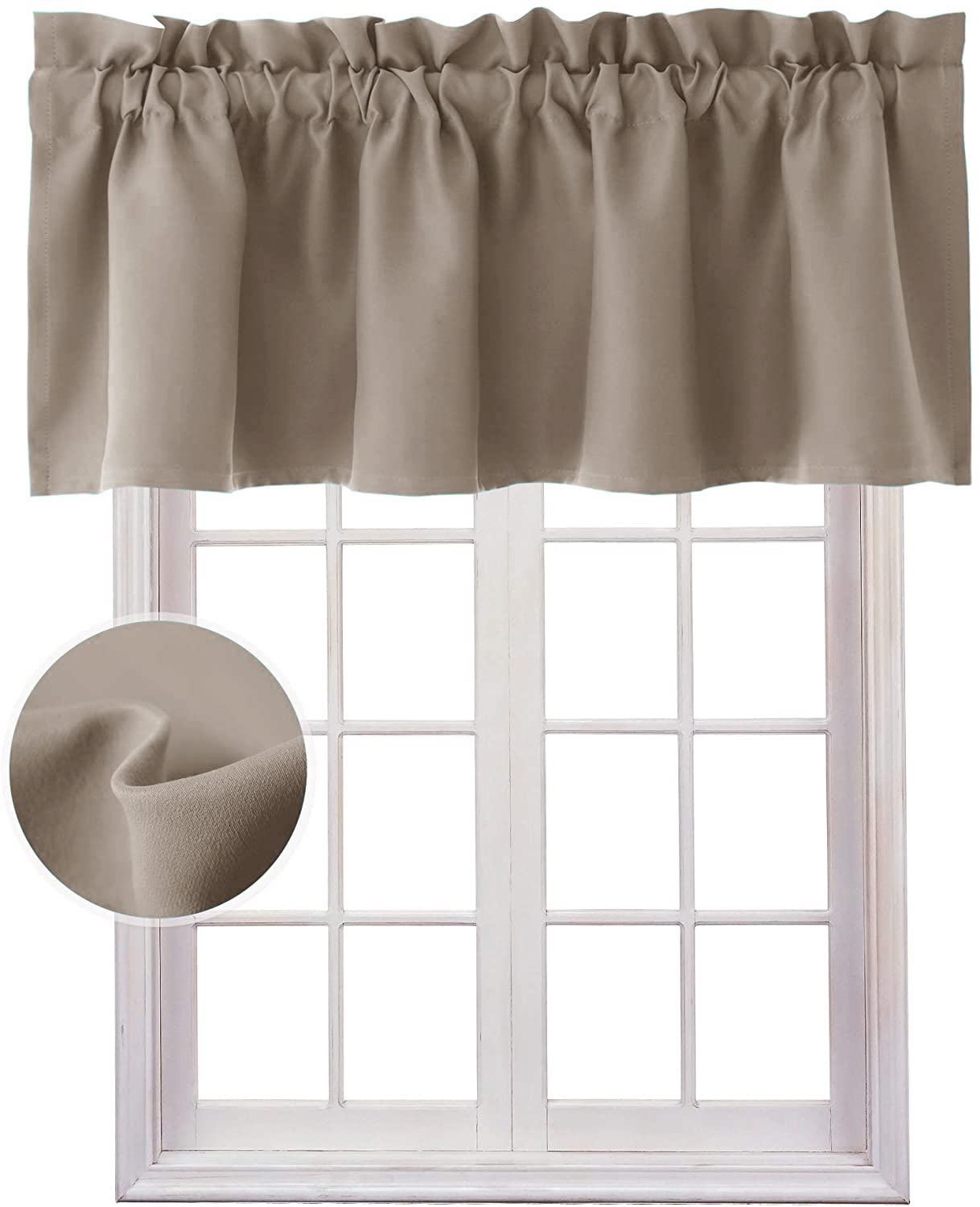 Hiasan Valance Curtains For Kitchen Blackout Thermal Insulated Solid Window Curtain Valance, Camel, 52 X 18 Inches, 1 Panel
