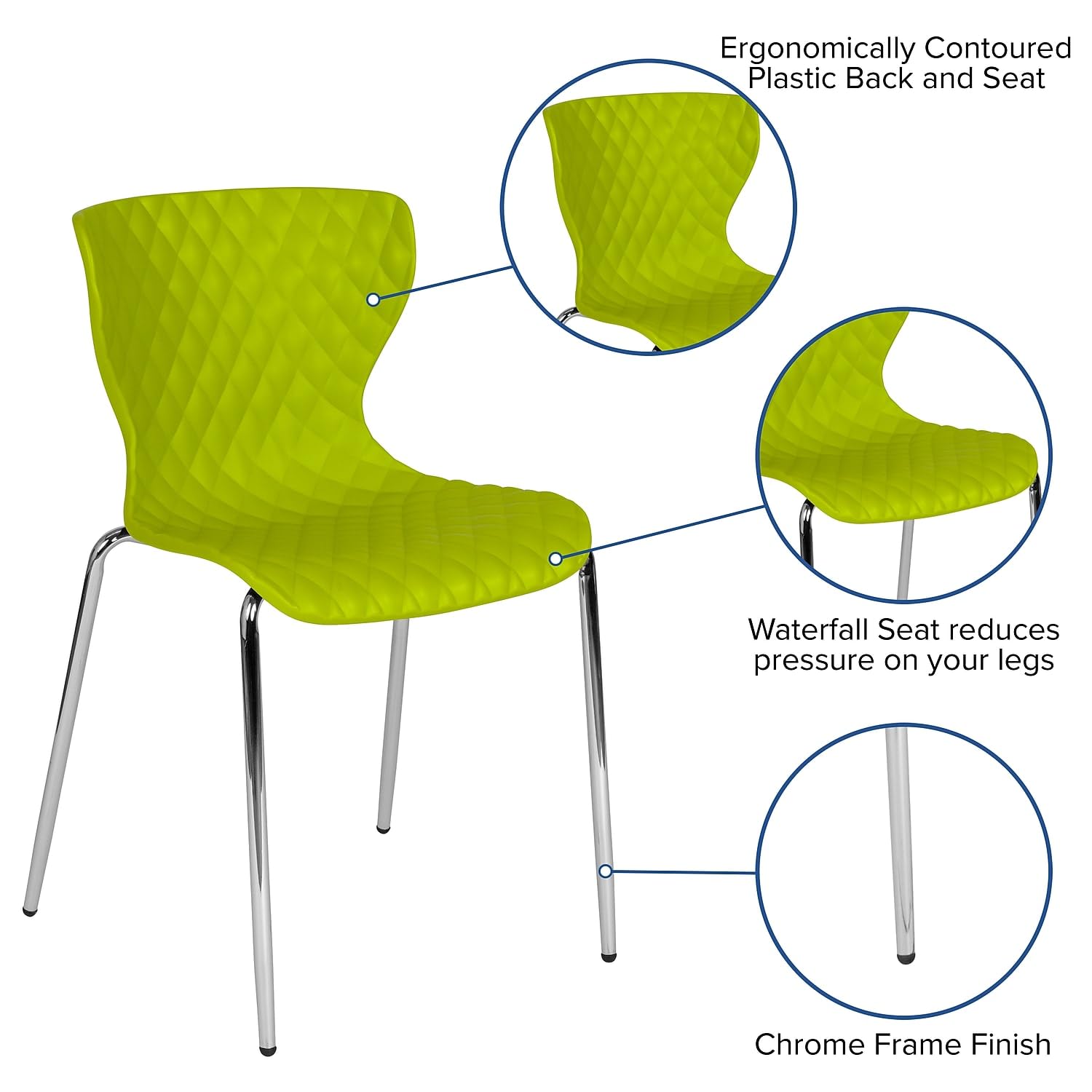 Flash Furniture Lowell Contemporary Design Citrus Green Plastic Stack Chair