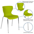 Flash Furniture Lowell Contemporary Design Citrus Green Plastic Stack Chair