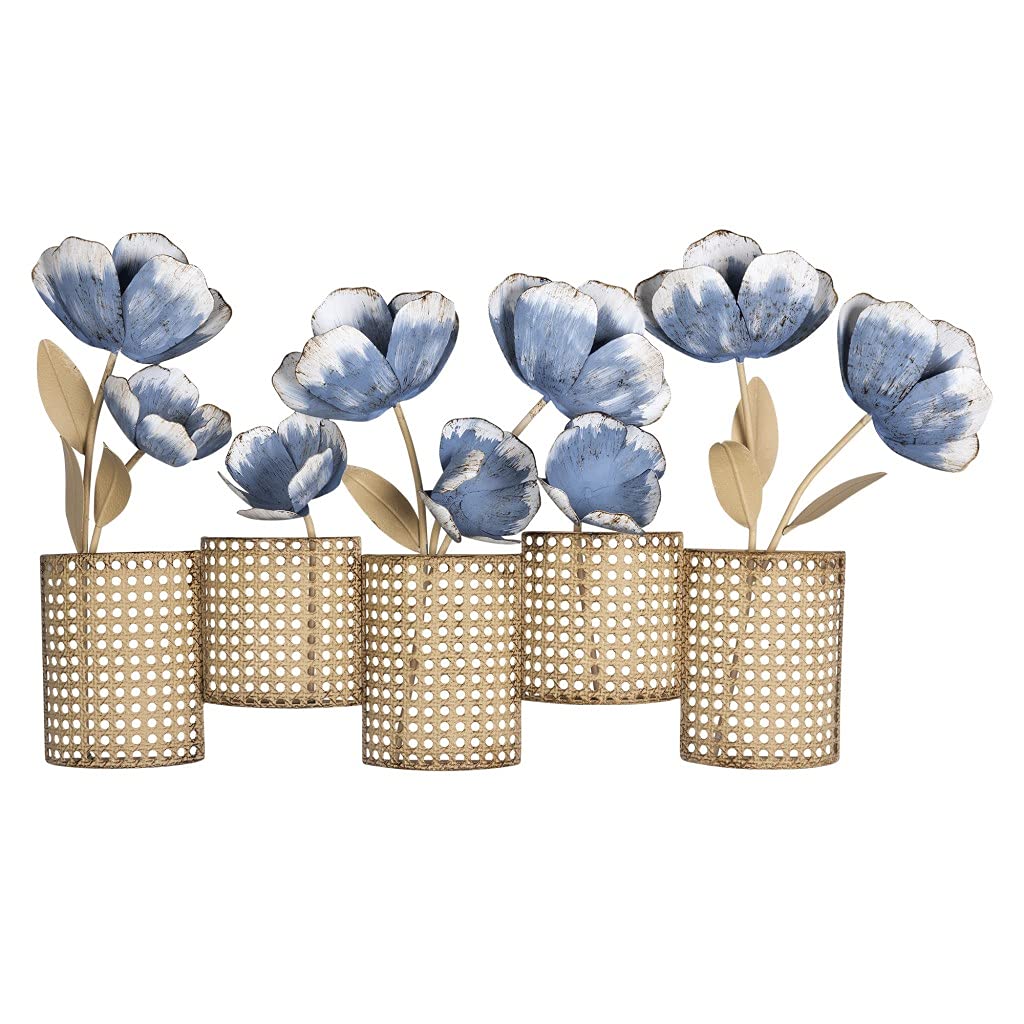 HomeRoots Multi 100% Metal Metal Flower Pots Wall Décor