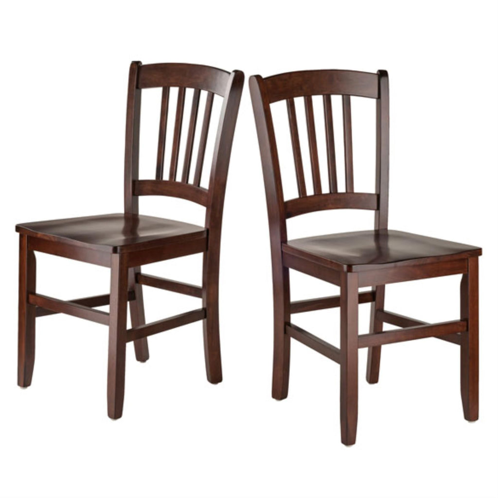 Ergode Elegant 3-Piece Shaye Dining Table Set | Solid Wood | Walnut Finish | 2 Slat Back Chairs | Contemporary Design | Easy Assembly (94358VV) (94358-VV) (94582-VV)