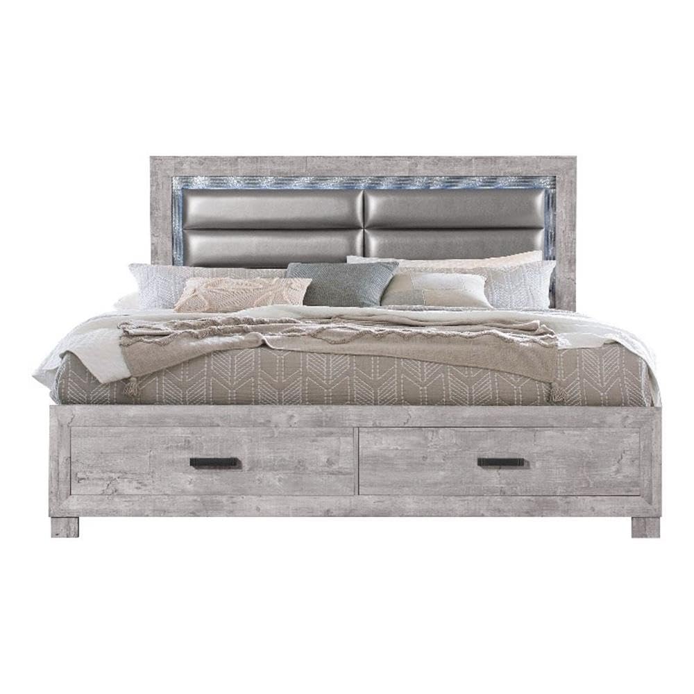 Global Furniture Usa Nolan Gray King Bed With Footboard Storage