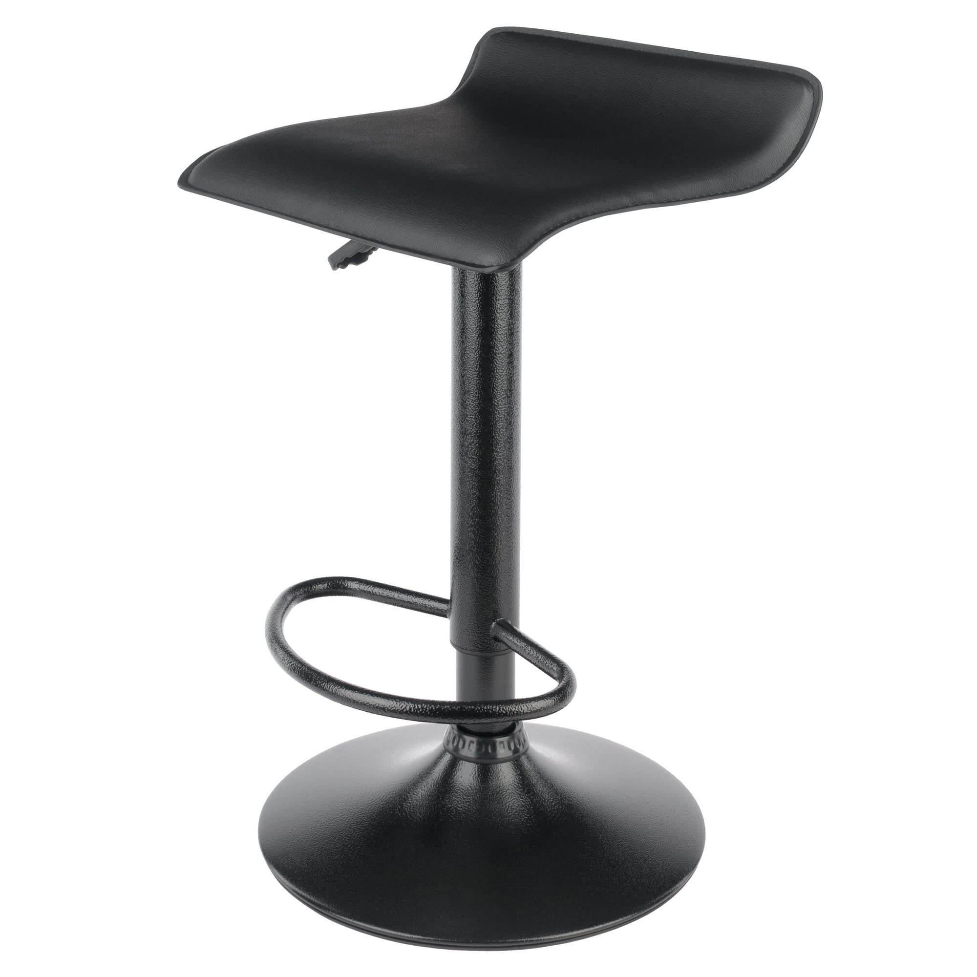 Winsome Wood Set of 2 Obsidian Adjustable Backless Swivel Air Lift Stool, PVC Seat, Black Metal Post and Base