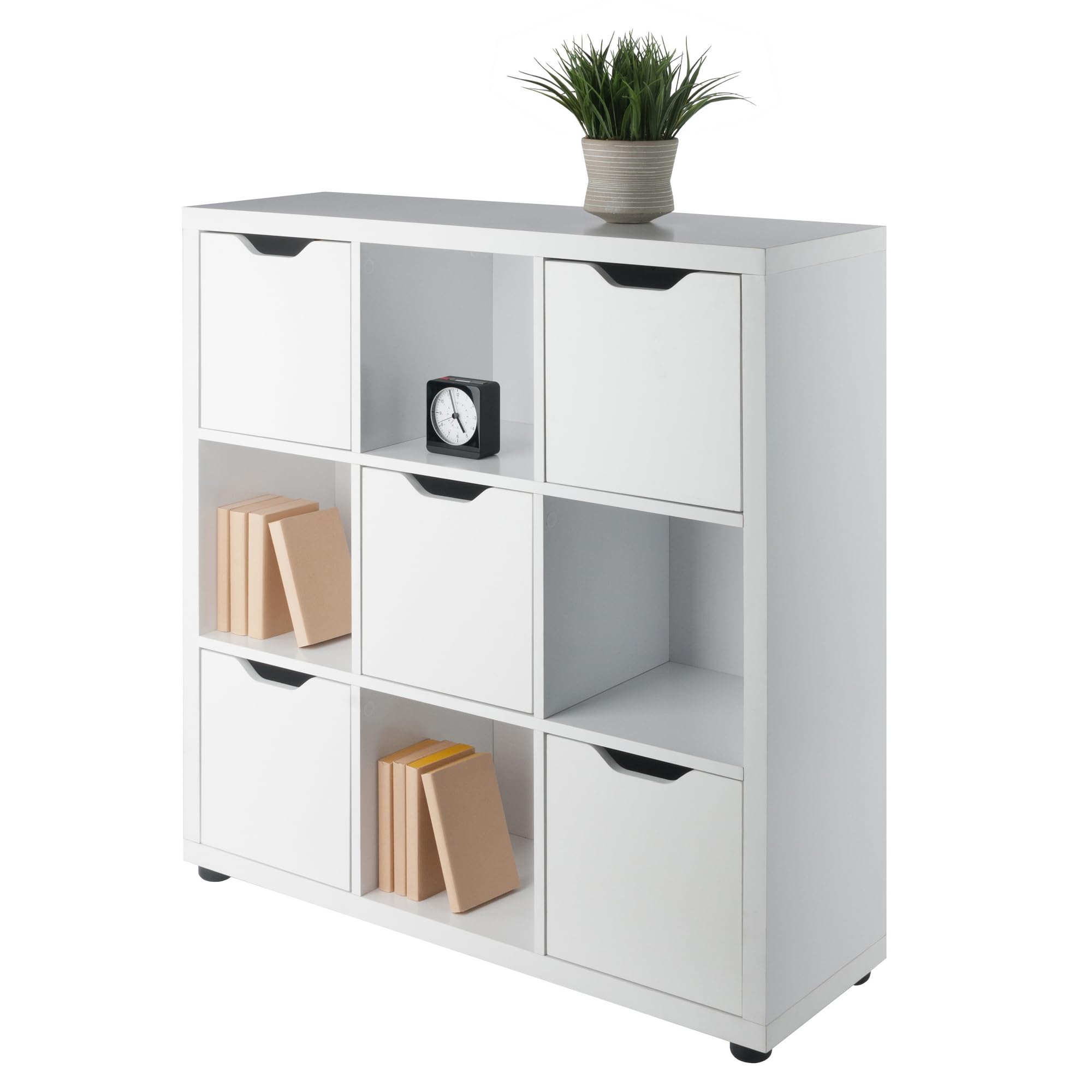 Winsome Julian 3x3 Storage Cabinet, for Living Room, Home Office, White
