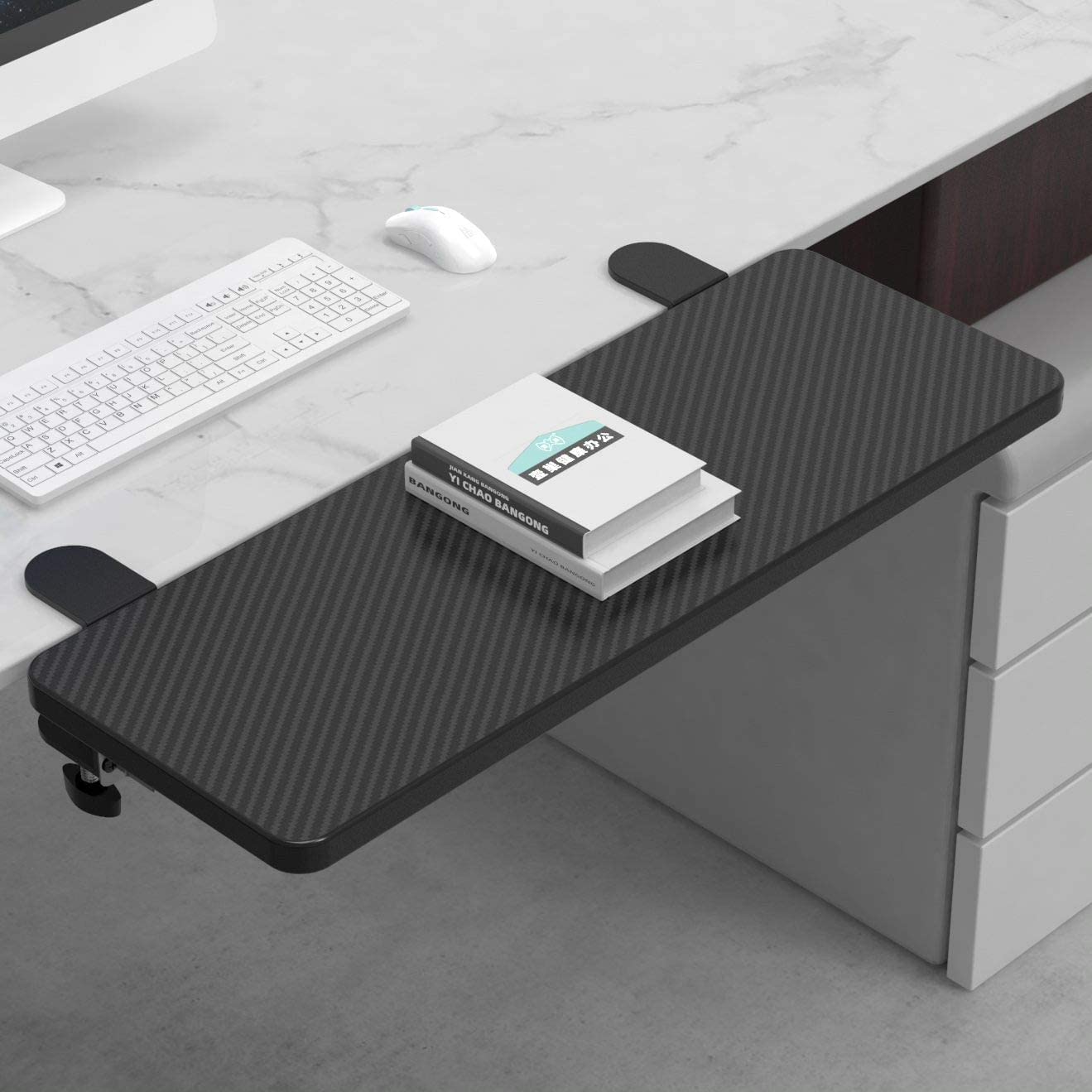 Siiboat Desk Extender 25.2' X 9.45' Ergonomic Computer Table Extension Arm Support Collapsible Keyboard Tray For Square Tablet