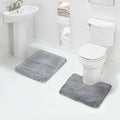 Walensee Shaggy 2 Piece Bath Rug Sets (Grey) 20 x 24 Non Slip, U Shape Contour Rug & 20 x 32, Machine Wash/Dry Plush Absorbent B