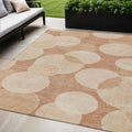 5 X 8 Coral And Peach Geometric Washable Indoor Outdoor Area Rug