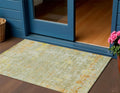 3 X 5 Beige And Gold Abstract Washable Indoor Outdoor Area Rug