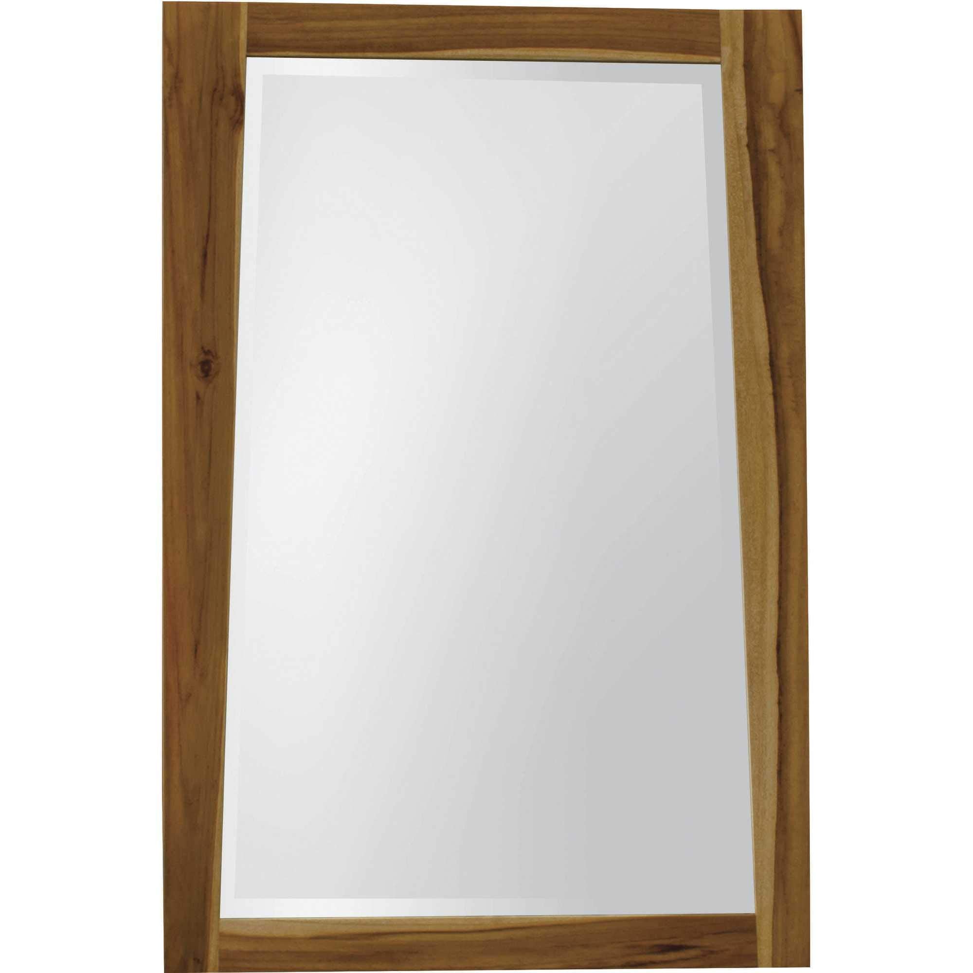 HomeRoots Natural Brown Solid Teak Wall Mirror in Natural Finish