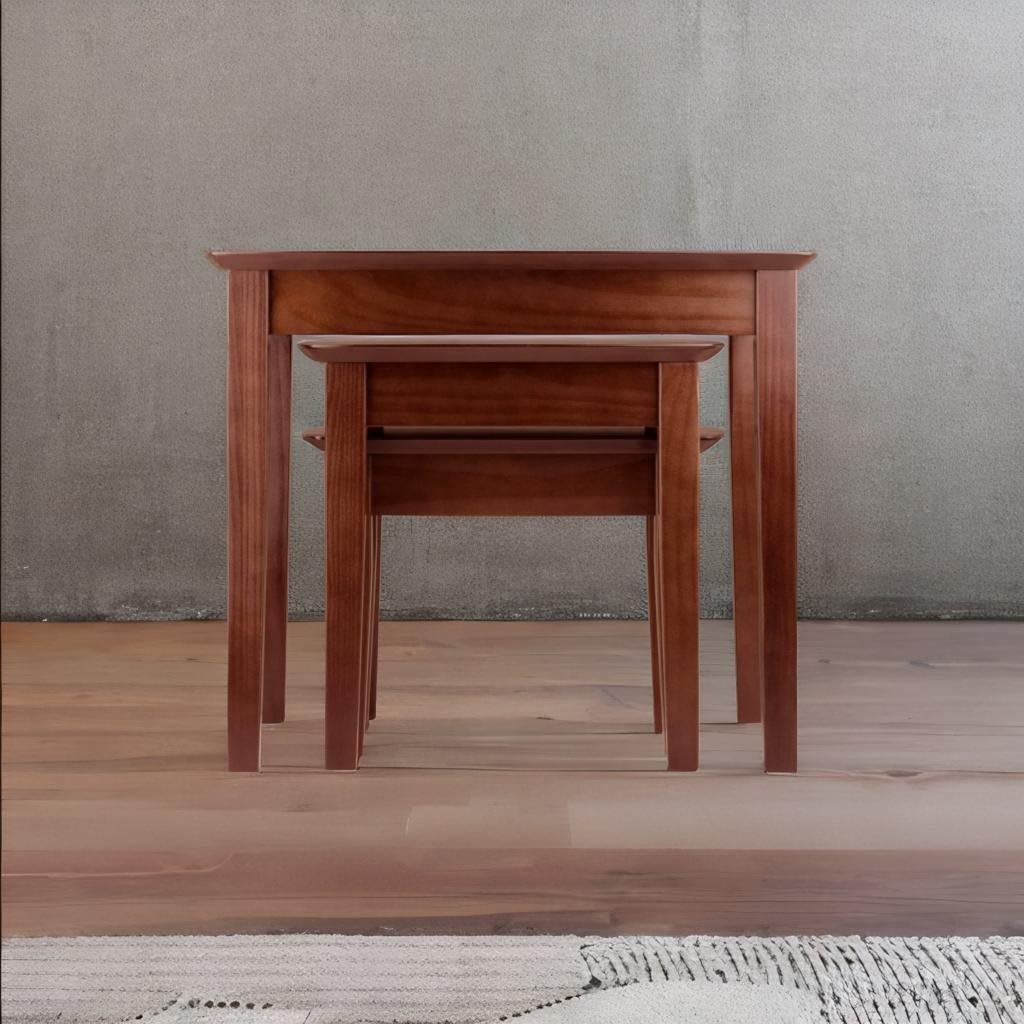 Ergode Walnut Nesting Tables Set - Modern Rectangular Design - Solid & Composite Wood - 3 Sizes: Large, Medium, Small - Easy Assembly - Versatile for Living Room, Bedroom, Office - Brown Finish