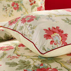 Garden Style Floral Duvet Cover Queen Vintage Red Flower Green Leaves Pattern Floral Bedding Duvet Cover Aesthetic Bedding Set C