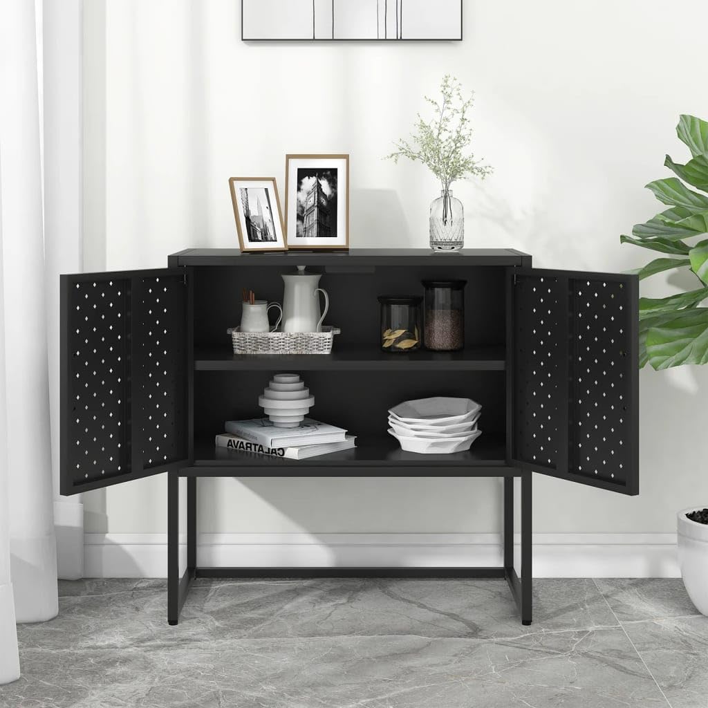vidaXL Sideboard Black 29.5&quot;x13.8&quot;x29.5&quot; Steel