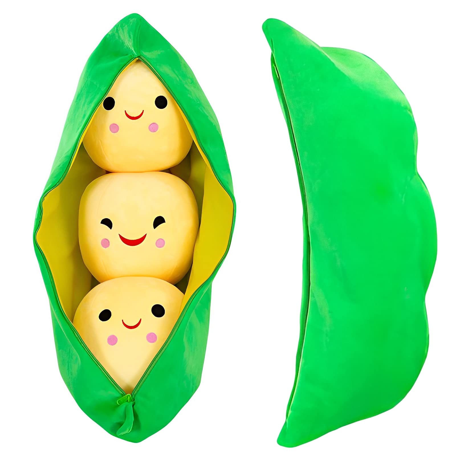 Giant Peas In A Pod Plush Toy Pea Pod Pillow Cute Pea Stuffed Toys Plant Doll Various Sizes (Yellow Beans,35.4'/90Cm)