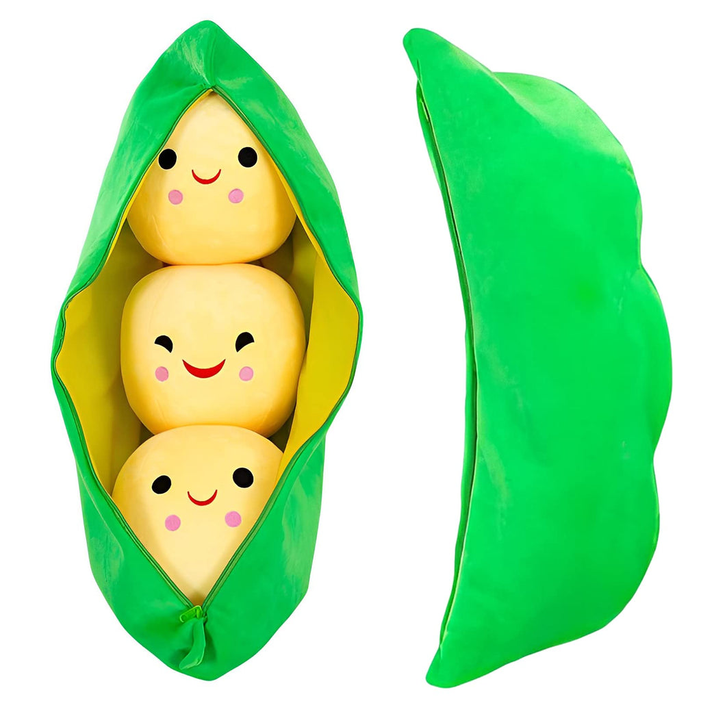 Giant Peas in A Pod Plush Toy Pea Pod Pillow Cute Pea Stuffed Toys Plant Doll Various Sizes (yellow beans,27.5'/70cm)