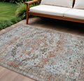10 X 14 Rust Brown And Beige Floral Washable Indoor Outdoor Area Rug