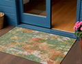 3 X 5 Fern Green And Copper Abstract Washable Indoor Outdoor Area Rug