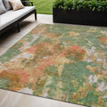 5 X 8 Fern Green And Copper Abstract Washable Indoor Outdoor Area Rug