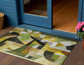 3 X 5 Green Black Gold And Beige Abstract Washable Indoor Outdoor Area Rug