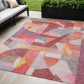 5 X 8 Rust Pink Ivory And Purple Abstract Washable Indoor Outdoor Area Rug