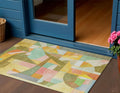 3 X 5 Wheat Orange Green And Ivory Abstract Washable Indoor Outdoor Area Rug