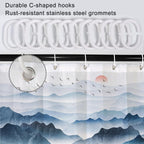 Ruelvth Stall Shower Curtain, Ink Painting Mountain Small Shower Curtain Set Abstract Sunrise Aesthetic Nature Scenery Waterproo