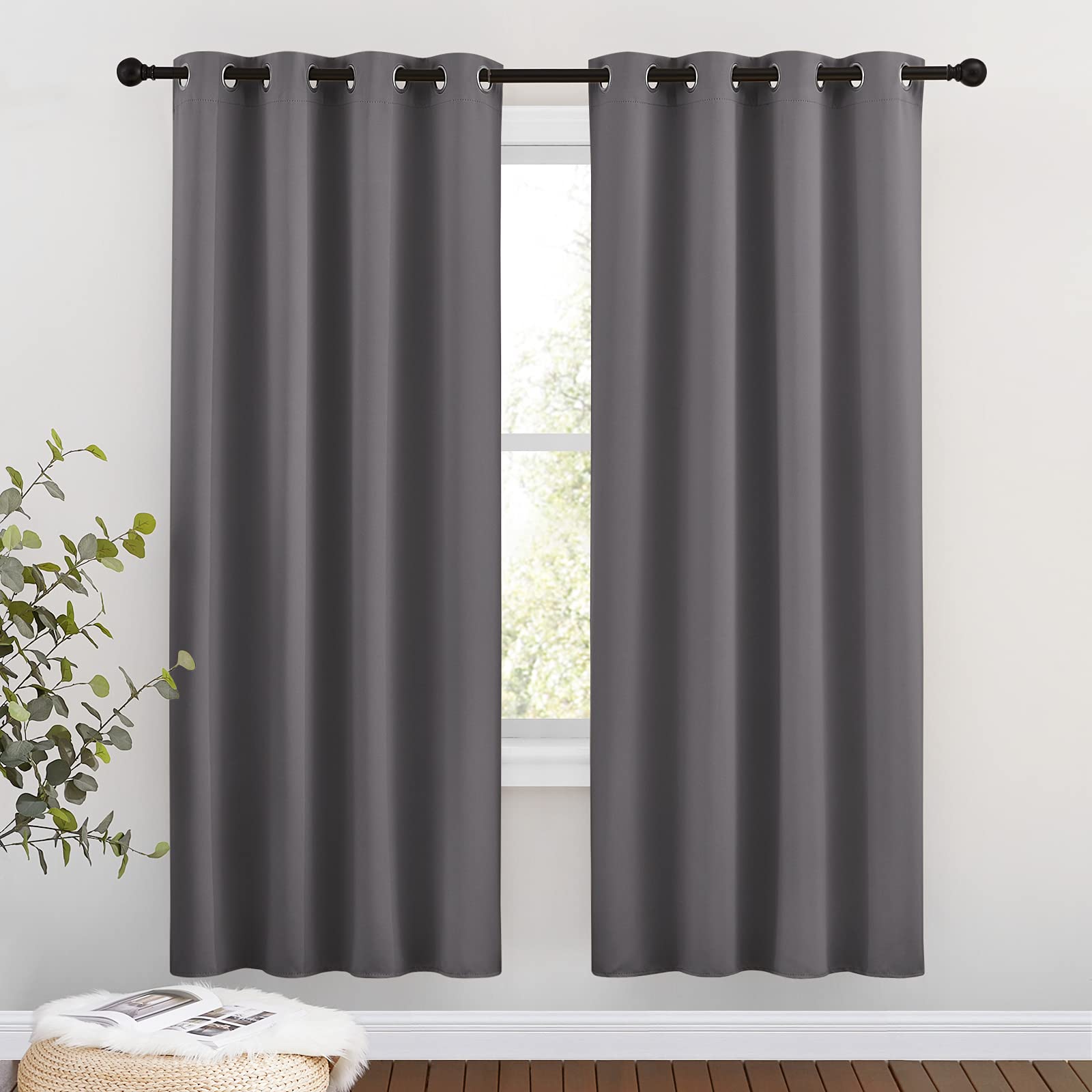 Nicetown Blackout Window Curtains 72' L - Grommet Top Room Darkening Thermal Insulated Vertical Window Drapes Modern For Flat/A