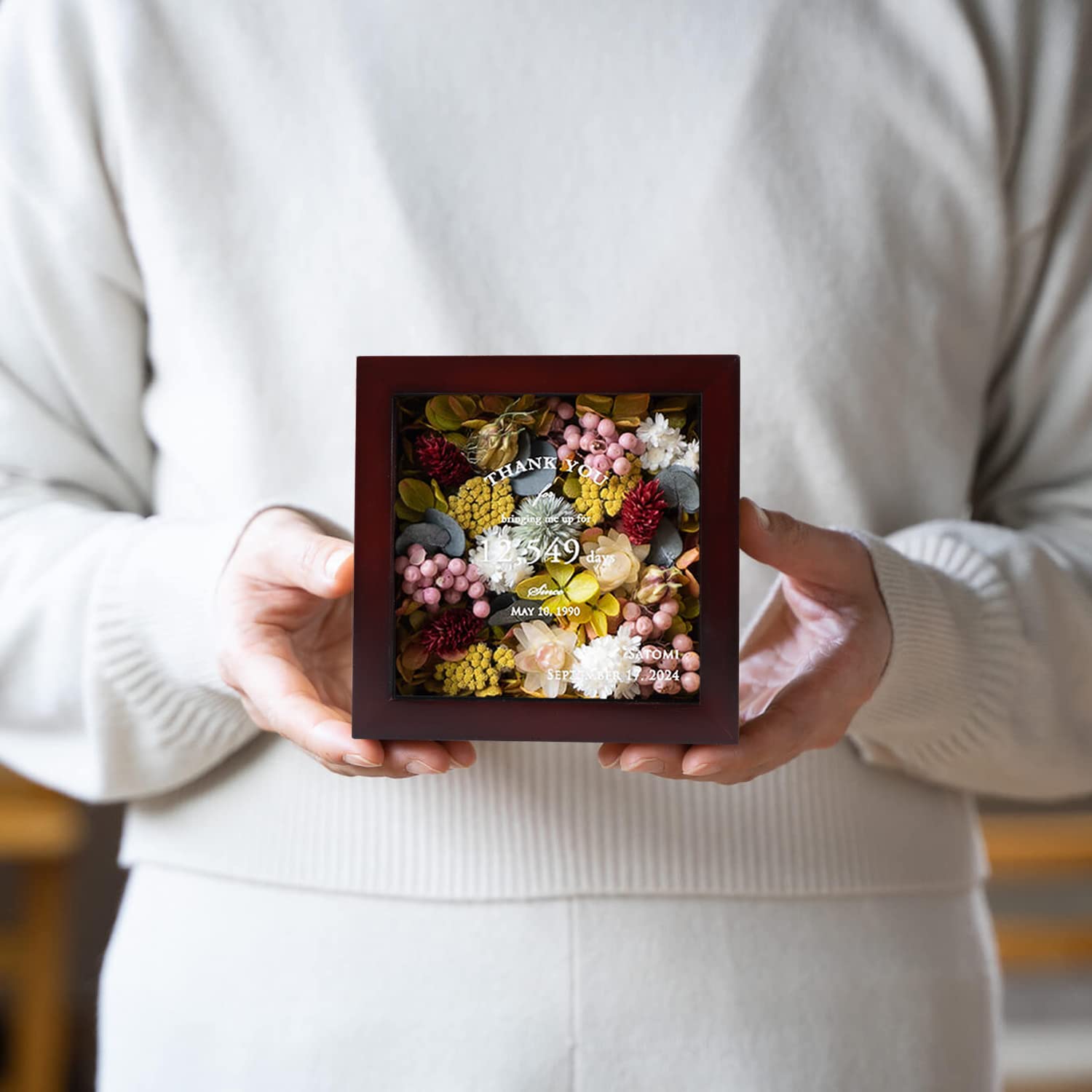 1Dot2 5X5 Small Shadow Box Frame Display Case, Grade A Natural Pine Wood Hd Glass Front Soft Linen Back, 1.2 Inches Interior Dep