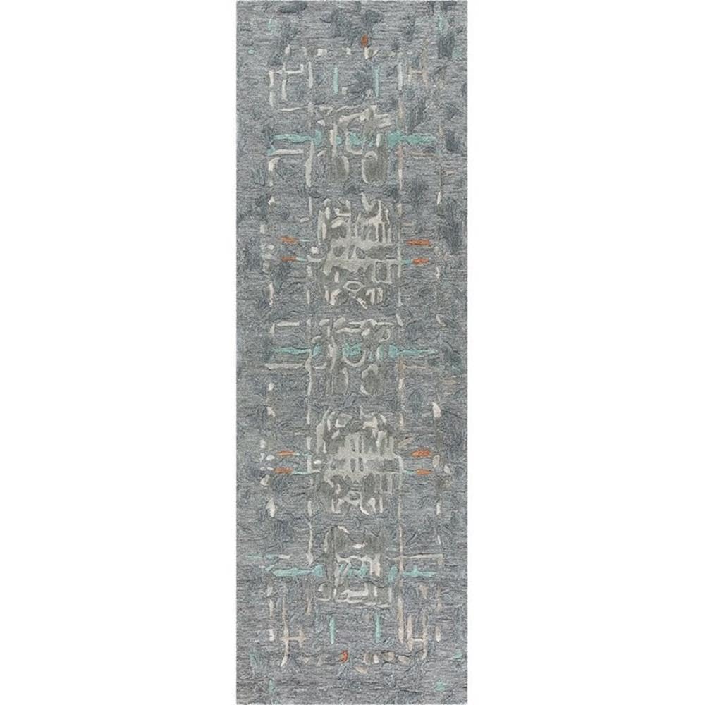 Alora Decor Lapis 2'6&quot; X 8' Abstract Gray/Lt. Gray/Teal/Gold Hand-Tufted Rug