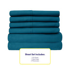 Sweet Home Collection 6 Piece 1500 Supreme Collection Brushed Microfiber Deep Pocket Sheet Set-2 Extra Pillow Cases, Great Value, Rv Short Queen, Teal