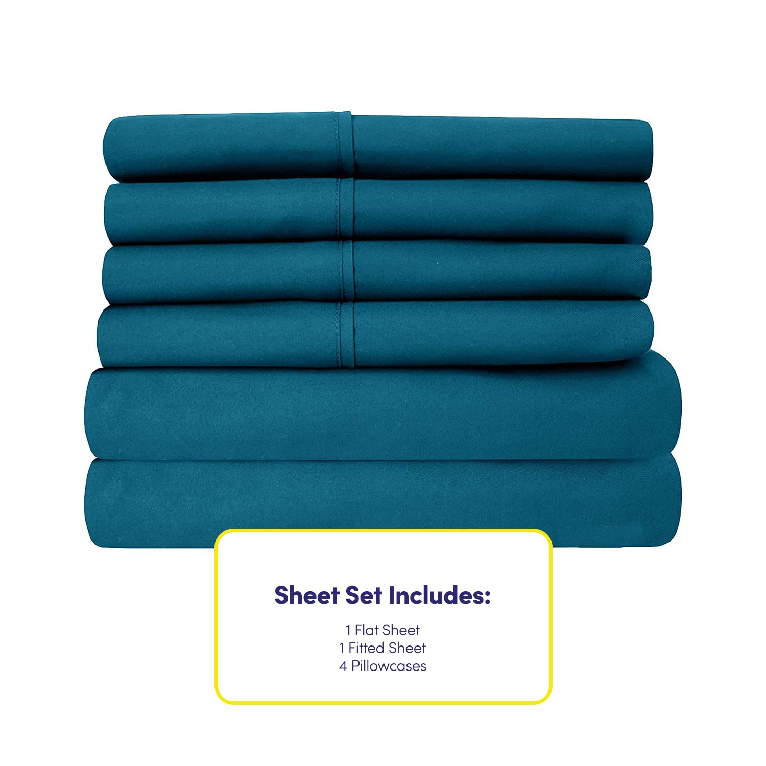 Sweet Home Collection 6 Piece 1500 Supreme Collection Brushed Microfiber Deep Pocket Sheet Set-2 Extra Pillow Cases, Great Value, Rv Short Queen, Teal