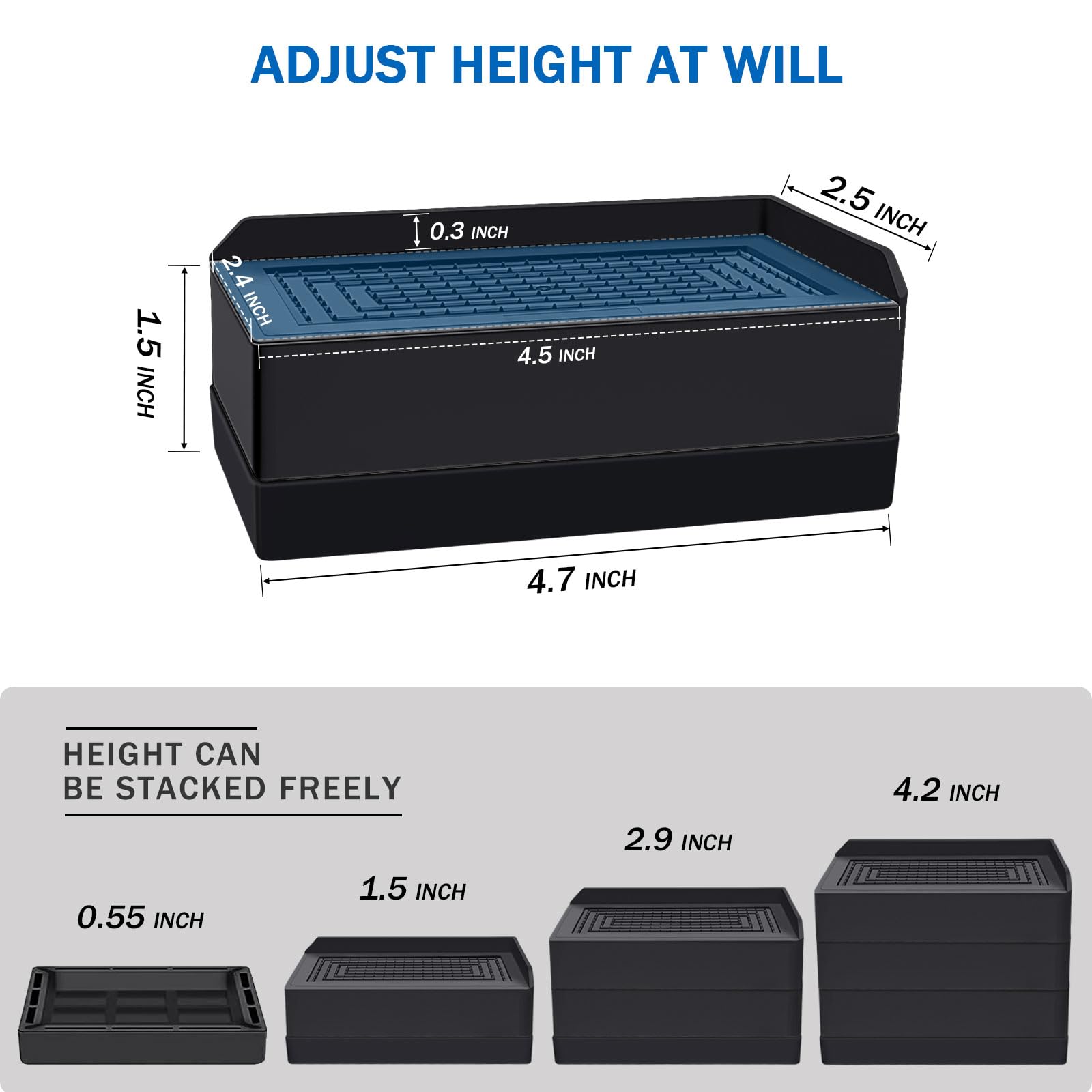 Annkut 1.5 Inch Furniture Risers, Rectangle Adjustable Risers Blocks For Bed Sofa Table And Couch Lifting,Heavy Duty Support Up