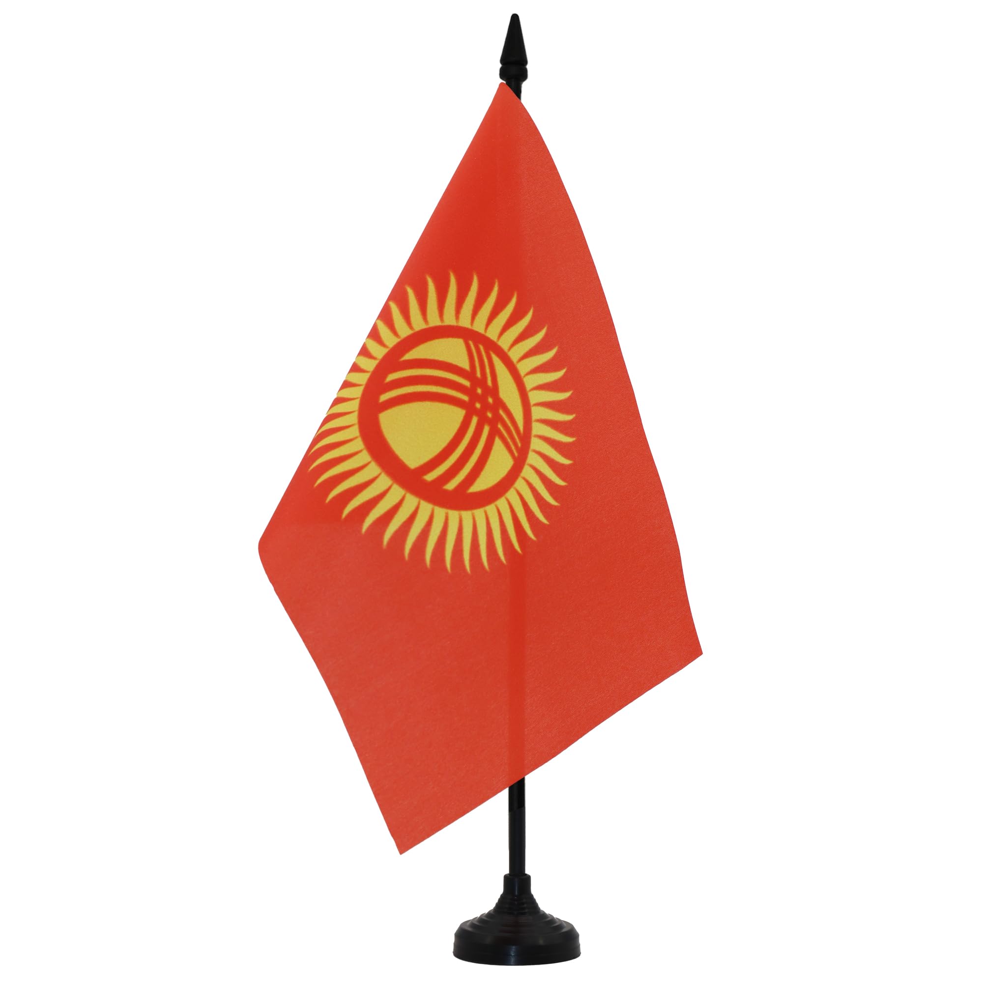 Kyrgyzstan Table Flag 5' X 8' - Kyrgystani Desk Flag 21 X 14 Cm - Black Plastic Stick And Base - Az Flag
