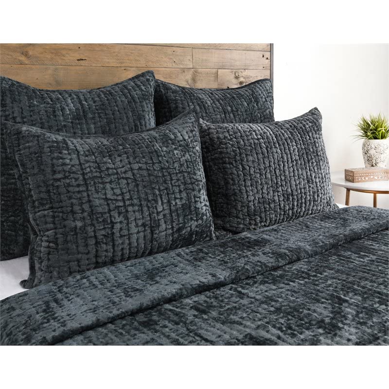 Kosas Home Dimitry 26X26 Rayon Velvet And Solid Cotton Euro Sham In Bay Green