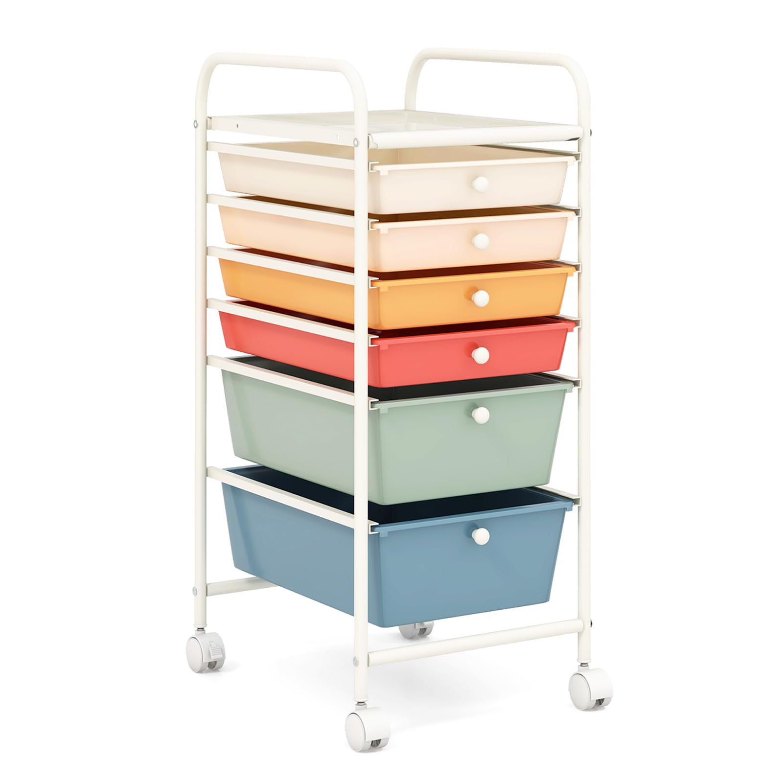 SILKYDRY 6 Drawer Rolling Storage Cart, Craft Cart with Wheels and Drawers, Art Cart Organizer for Kids, Teachers, Storage Troll