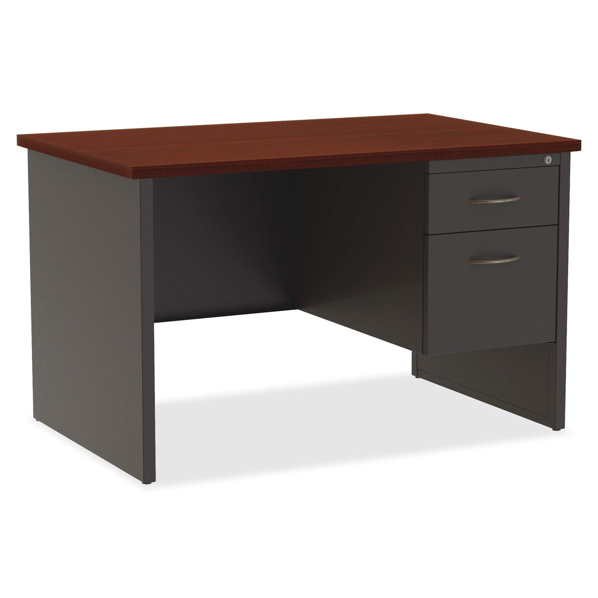 Lorell Mahogany Laminate/Charcoal Modular Desk Series